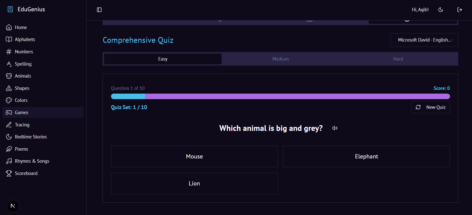 Edu Genius - Kids Learning Platform dashboard screen 10