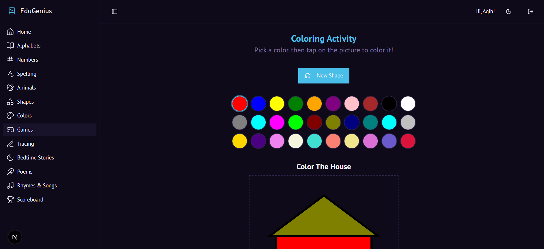 Edu Genius - Kids Learning Platform dashboard screen 11