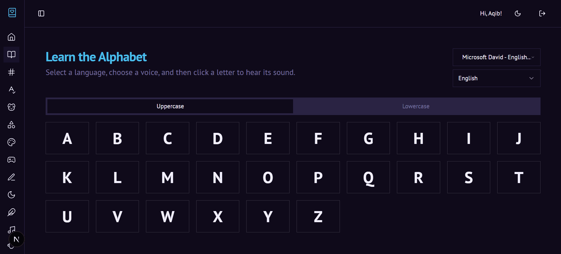 Edu Genius - Kids Learning Platform dashboard screen 2