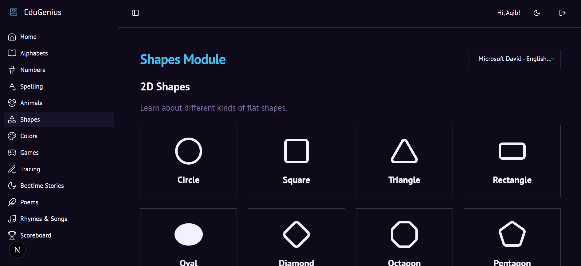 Edu Genius - Kids Learning Platform dashboard screen 6