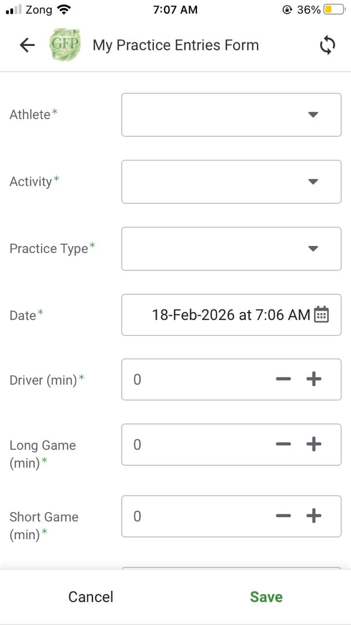 GFP Tracker – Athlete Practice & Performance Management mobile screen 2