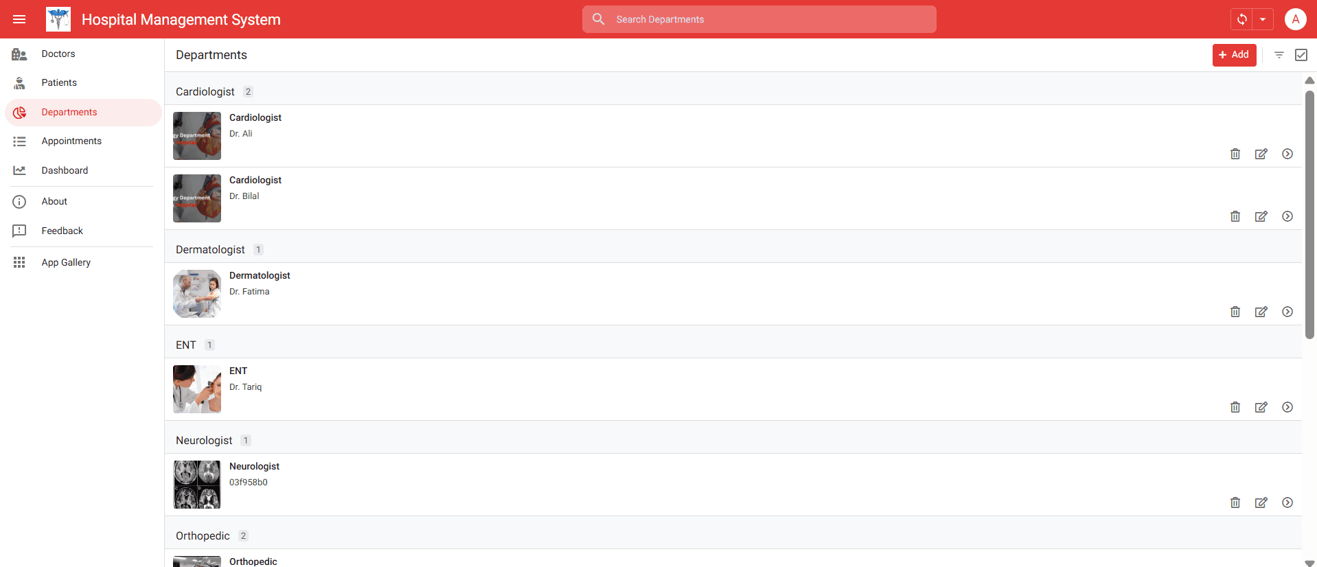 Hospital Management System dashboard screen 4