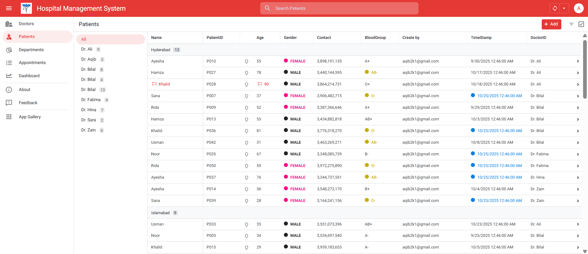 Hospital Management System dashboard screen 5