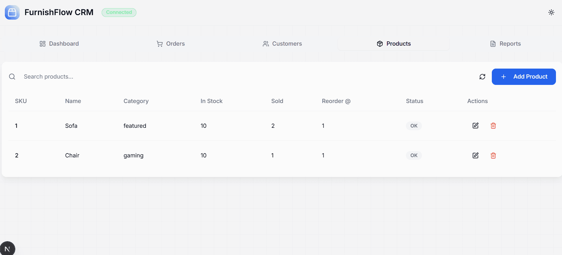 FurnishFlow E-Commerce System (Admin + Storefront) dashboard screen 5