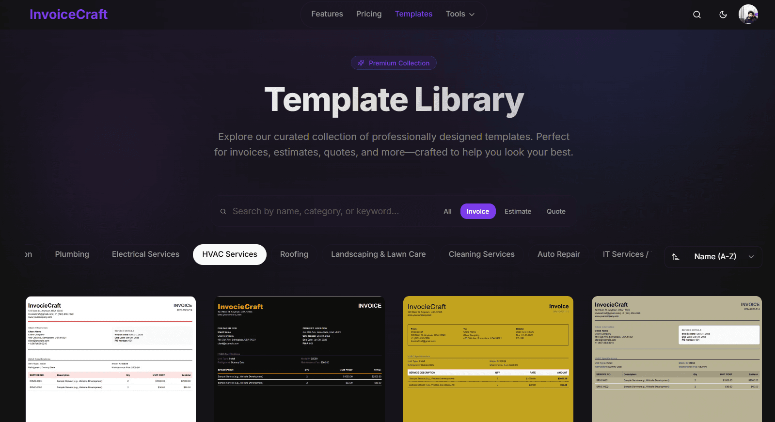 InvoiceCraft SaaS Web App dashboard screen 9