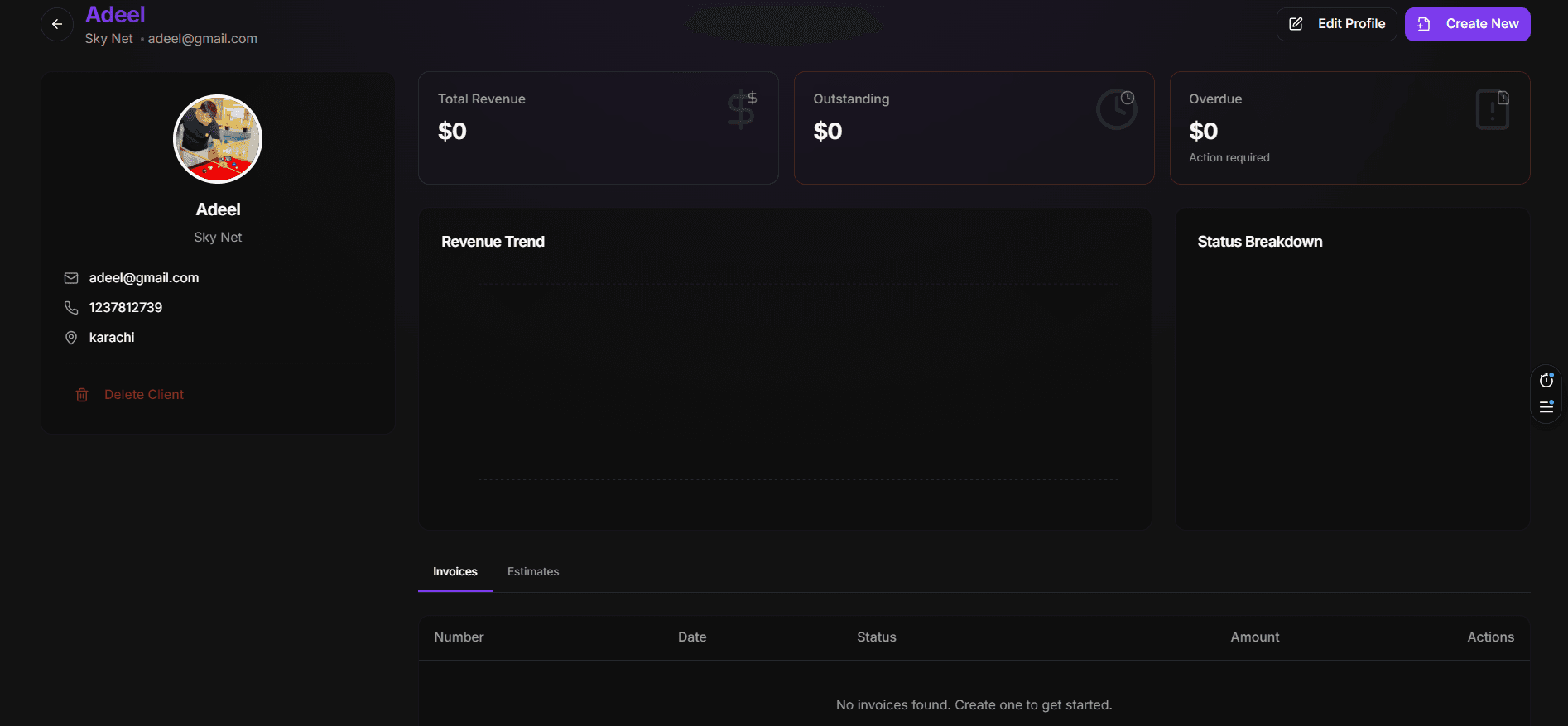 InvoiceCraft SaaS Web App dashboard screen 8